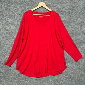 Soft Surroundings Womens Plus Sz 3X Tunic Top Red Pima Cotton Blend Soft Stretch